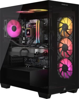 Corsair Vengeance A7500 Gaming-pc, vloeistofgekoelde AMD Ryzen 7 9700X CPU, NVIDIA GeForce RTX 4070 Ti Super GPU, 32 GB Vengeance RGB DDR5-geheugen, 1 TB M.2 SSD, zwart