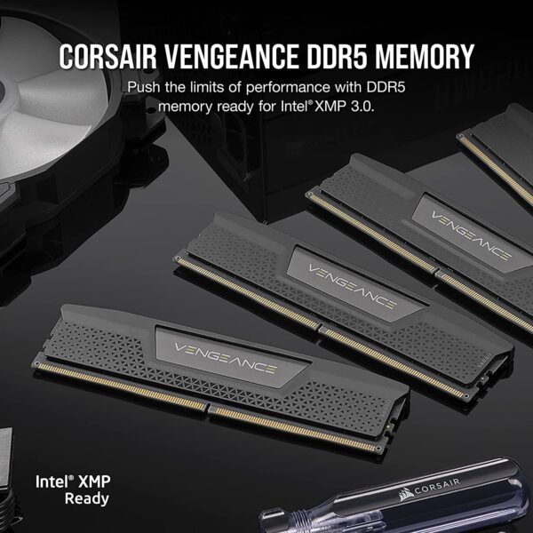 Corsair VENGEANCE DDR5 32GB (2x16GB) 6400MHz C32 Intel Optimized Desktop Memory (Onboard Voltage Control, Custom XMP 3.0 Profiles, Solid Aluminum Heatspreader) Black