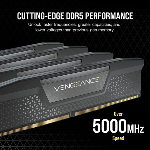 Corsair VENGEANCE DDR5 32GB (2x16GB) 6400MHz C32 Intel Optimized Desktop Memory (Onboard Voltage Control, Custom XMP 3.0 Profiles, Solid Aluminum Heatspreader) Black