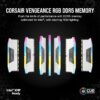 Corsair Vengeance RGB DDR5 32GB (2x16GB) 5200MHz C40 Intel-Optimized Desktop Storage (Ten Zone Dynamic RGB Lighting, Built-in Voltage Control, Custom XMP 3.0 Profiles) White