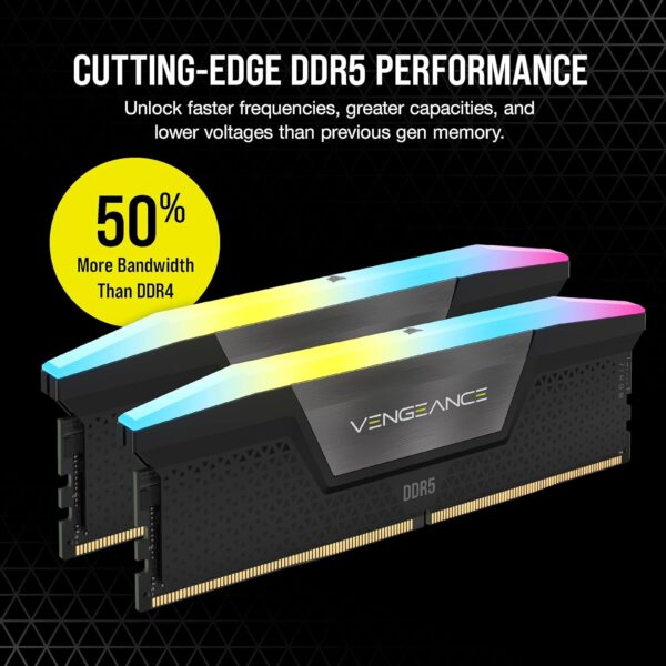 CORSAIR VENGEANCE RGB DDR5 32GB (2x16GB) DDR5 6000MHz CL30 AMD EXPO Intel XMP iCUE Compatible Computer Memory – Grey (CMH32GX5M2B6000Z30K)