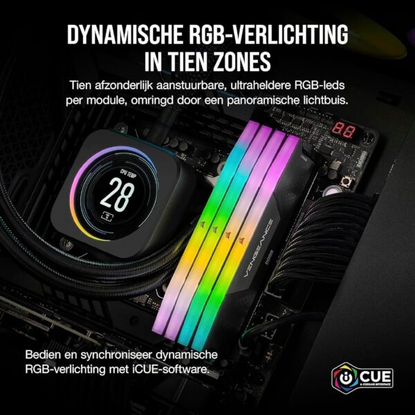 CORSAIR VENGEANCE RGB DDR5 32GB (2x16GB) DDR5 6000MHz CL30 AMD EXPO Intel XMP iCUE Compatible Computer Memory – Grey (CMH32GX5M2B6000Z30K)