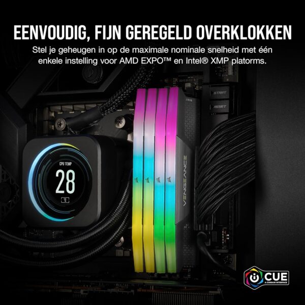 CORSAIR VENGEANCE RGB DDR5 32GB (2x16GB) DDR5 6000MHz CL30 AMD EXPO Intel XMP iCUE Compatible Computer Memory – Grey (CMH32GX5M2B6000Z30K)