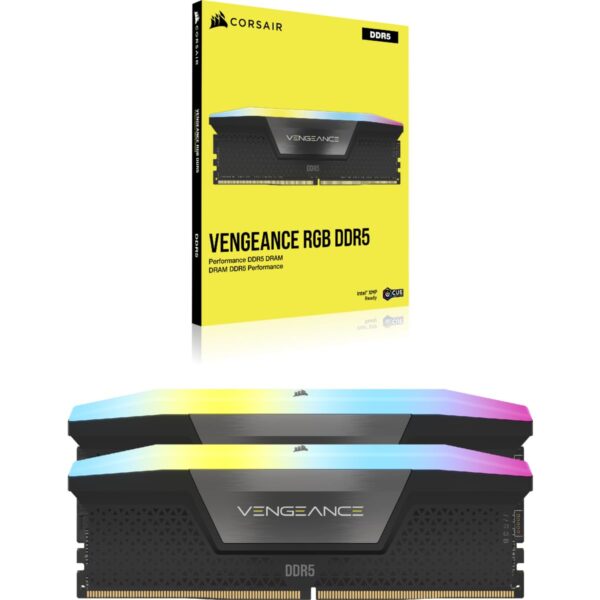 Corsair VENGEANCE RGB DDR5 48GB (2x24GB) 7000MHz C40 Intel Desktop-Arbeitsspeicher (Dynamic Ten-Sun RGB Lighting, Custom XMP 3.0 Profiles, Tight Response Times) Black
