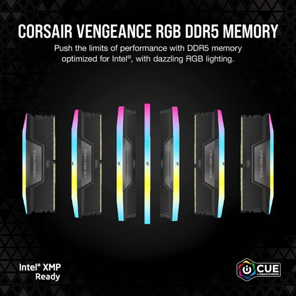 CORSAIR VENGEANCE RGB DDR5 RAM 48GB (2x24GB) 6000MHz CL36 Intel XMP iCUE Compatible Computer Memory - Black (CMH48GX5M2E6000C36)