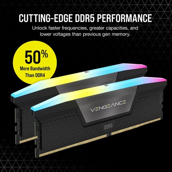 CORSAIR VENGEANCE RGB DDR5 RAM 48GB (2x24GB) 6000MHz CL36 Intel XMP iCUE Compatible Computer Memory - Black (CMH48GX5M2E6000C36)