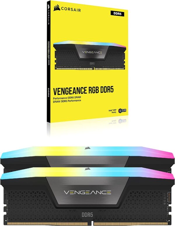 CORSAIR VENGEANCE RGB DDR5 RAM 48GB (2x24GB) 6000MHz CL36 Intel XMP iCUE Compatible Computer Memory - Black (CMH48GX5M2E6000C36)