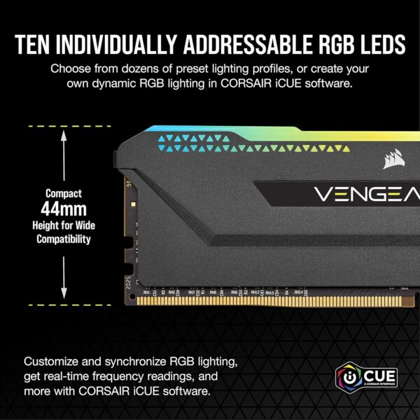 Corsair VENGEANCE RGB PRO SL 64GB (2x32GB) DDR4 3600MHz C18 (10 Ultra-Bright RGB LEDs, Intel XMP 2.0 Support, Intel Z390, AMD 300/400 Series, AMD X570 Compatible) Black