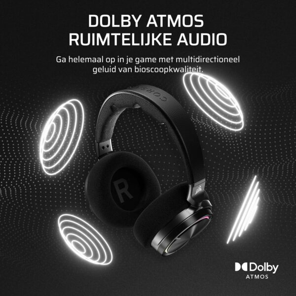 CORSAIR VIRTUOSO MAX WIRELESS Gamingheadset met Bluetooth – Dolby Atmos, SoundID, Actieve Ruisonderdrukking, Omroepkwaliteit Microfoon, 50 mm-Grafeendrivers, voor PC, Mac, PS5,...