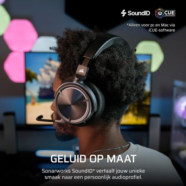 CORSAIR VIRTUOSO MAX WIRELESS Gamingheadset met Bluetooth – Dolby Atmos, SoundID, Actieve Ruisonderdrukking, Omroepkwaliteit Microfoon, 50 mm-Grafeendrivers, voor PC, Mac, PS5,...