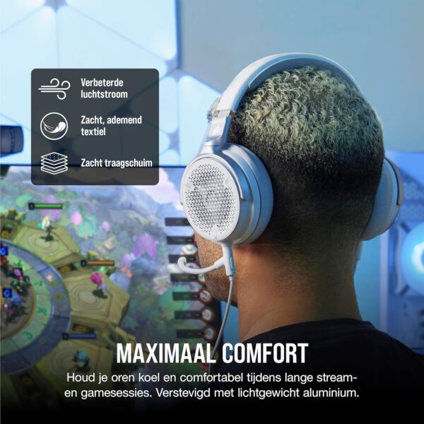 CORSAIR VIRTUOSO PRO Bedrade Open Achterkant Gaming Headset - Afneembare Uni-Directionele Microfoon - 50mm Graphene Drivers - 20Hz-40 kHz Frequentiereactie - Wit