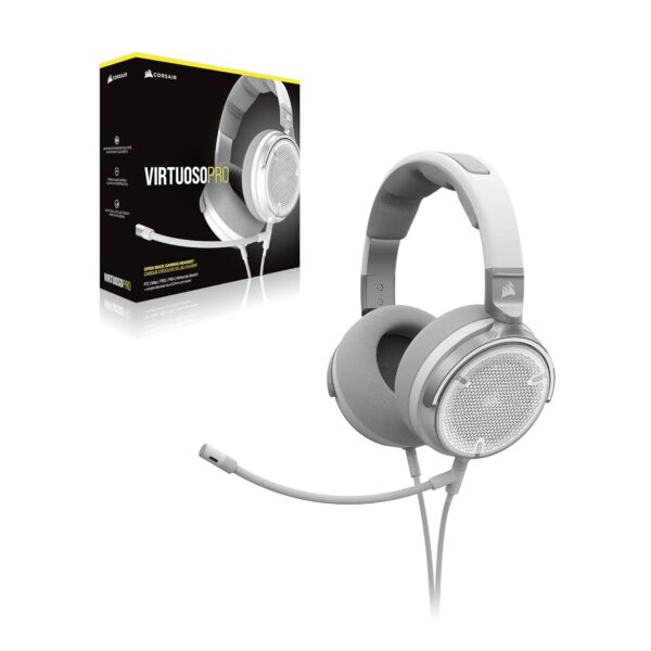 CORSAIR VIRTUOSO PRO Bedrade Open Achterkant Gaming Headset - Afneembare Uni-Directionele Microfoon - 50mm Graphene Drivers - 20Hz-40 kHz Frequentiereactie - Wit