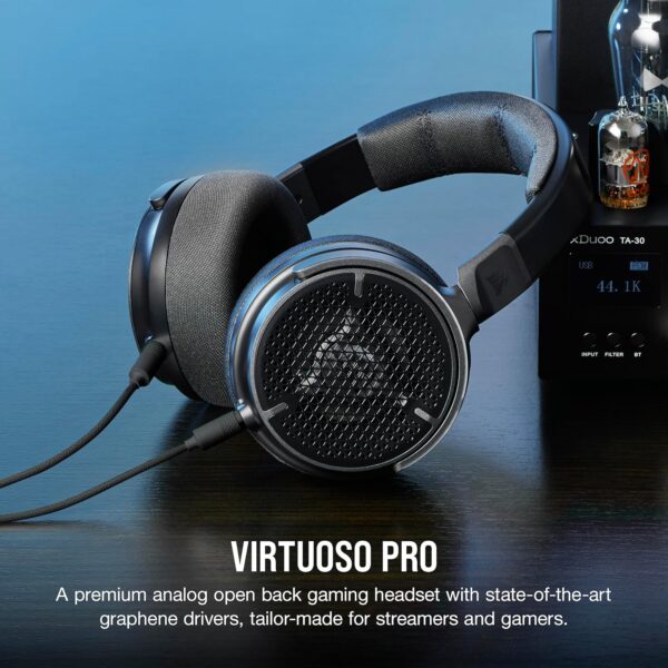 Corsair Virtuoso PRO Bedrade Open Back Gaming Headset - Afneembare Unidirectionele Microfoon - 50mm Graphene Drivers - 20Hz-40 kHz Frequentie Reponse - Carbon