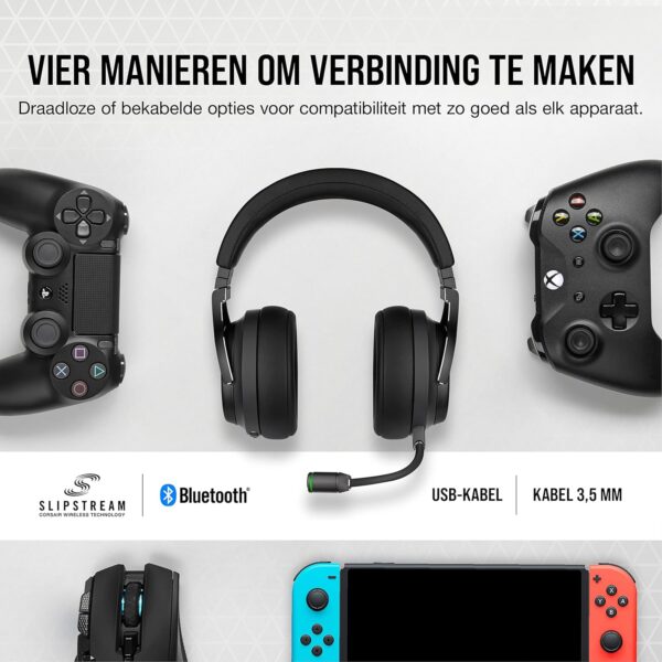 Corsair VIRTUOSO RGB WIRELESS XT High-Fidelity Gaming Headset met Spatial Audio (Dual-Wireless Aansluitingen, PC, Mac, PS5, Xbox Series X|S, Nintendo Switch en Mobiele...
