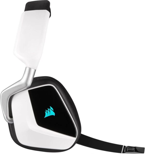 Corsair VOID ELITE draadloze gamingheadset (7.1 virtueel surroundgeluid, 2,4 GHz draadloos, met pc, PS4-compatibiliteit) - wit & Corsair St100 RGB Premium-headsetstandaard met...