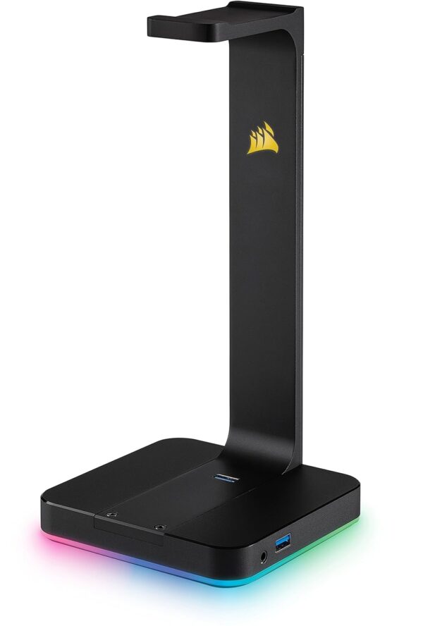 Corsair VOID ELITE draadloze gamingheadset (7.1 virtueel surroundgeluid, 2,4 GHz draadloos, met pc, PS4-compatibiliteit) - wit & Corsair St100 RGB Premium-headsetstandaard met...