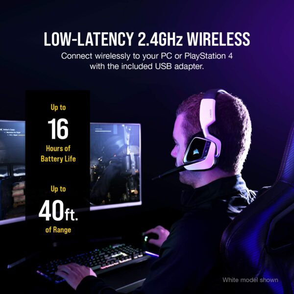 Corsair Void RGB Elite Draadloze Premium Gaming Headset met 7.1 Surround Sound - Discord gecertificeerd - werkt met PC, PS5 en PS4 - Koolgrijs (CA-9011201-NA)