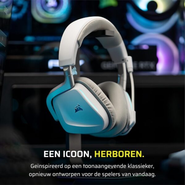 CORSAIR VOID v2 Draadloze Gaming Headset met Bluetooth voor PC, PS5, PS4, Switch & Mobiel – Dolby Atmos, 70 uur Batterijduur, Dubbele Draadloze, Snel Opladen – Wit