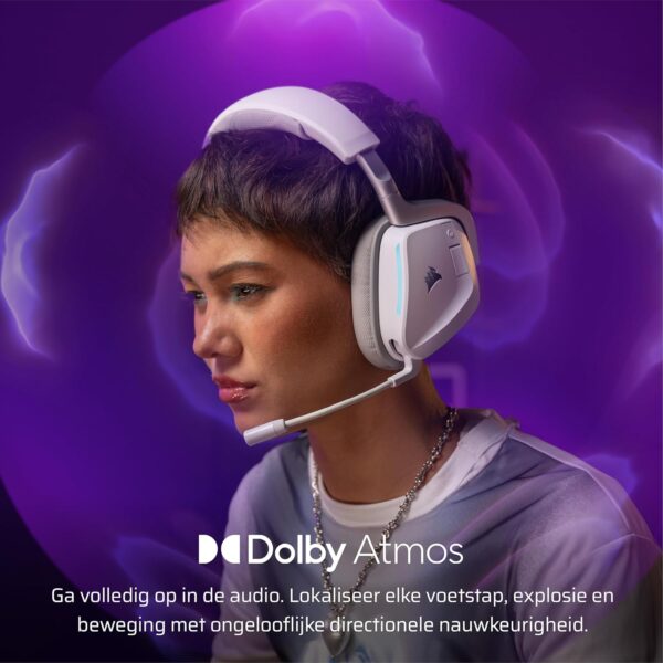 CORSAIR VOID v2 Draadloze Gaming Headset met Bluetooth voor PC, PS5, PS4, Switch & Mobiel – Dolby Atmos, 70 uur Batterijduur, Dubbele Draadloze, Snel Opladen – Wit