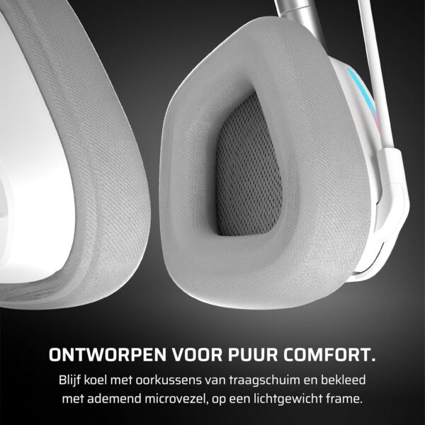 CORSAIR VOID v2 Draadloze Gaming Headset met Bluetooth voor PC, PS5, PS4, Switch & Mobiel – Dolby Atmos, 70 uur Batterijduur, Dubbele Draadloze, Snel Opladen – Wit