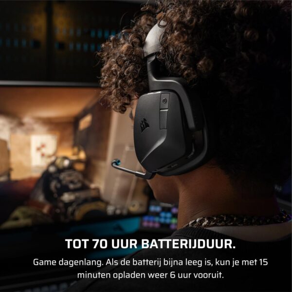 CORSAIR VOID v2 Draadloze Gaming Headset met Bluetooth voor PC, PS5, PS4, Switch & Mobiel – Dolby Atmos, 70 uur Batterijduur, Dubbele Draadloze, Snel Opladen – Koolstof