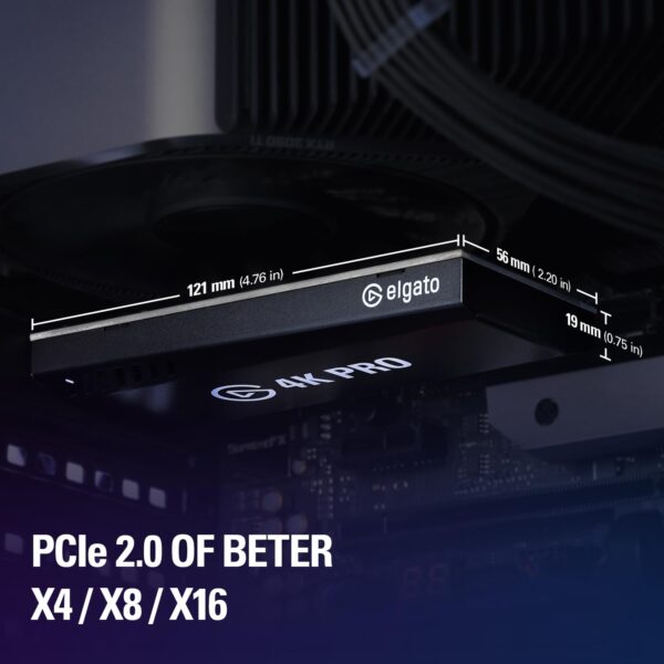 Elgato 4K Pro, Interne Capture Card: 8K60-Doorvoer/4K60 HDR10 met minieme vertraging opPS5/Pro, Xbox Series X/S, Switch 2, OBS en meer, voor streaming & opnemen, werkt met...