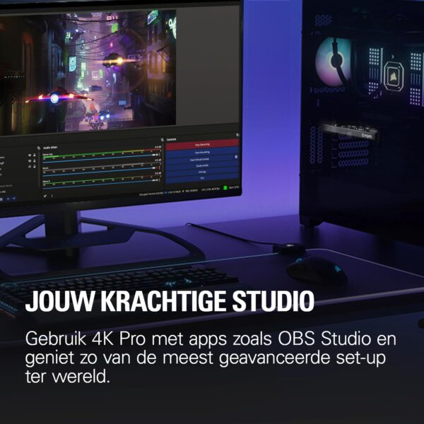 Elgato 4K Pro, Interne Capture Card: 8K60-Doorvoer/4K60 HDR10 met minieme vertraging opPS5/Pro, Xbox Series X/S, Switch 2, OBS en meer, voor streaming & opnemen, werkt met...