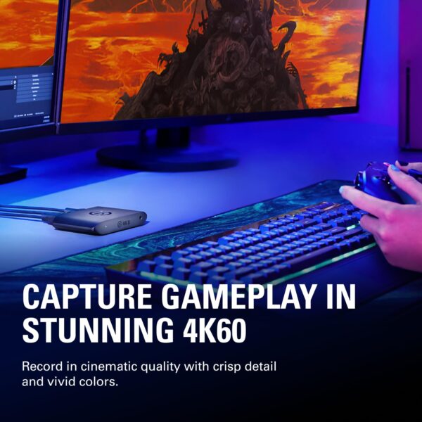 Elgato 4K S – Externe Capture Card voor PS5, Xbox Series X/S, Switch 2, pc, Mac, iPad | 4K60, 1440p120 of 1080p240 passthrough en capture, HDR10, VRR, USB-C, bijna geen vertraging