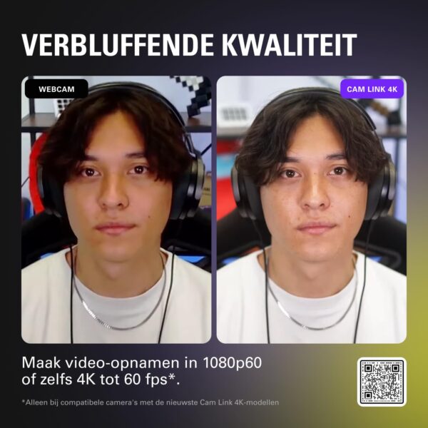 Elgato Cam Link 4K, externe camera-capture card, streamen en opnemen met DSLR, camcorder, action cam als webcam in 1080p60, 4K30 voor videovergaderen, thuiskantoor, gamen, op...