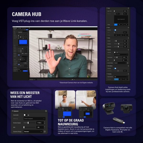 Elgato Facecam 4K – 4K60-studiowebcam, DSLR-achtige bediening, filmische effecten, 49 mm-objectieffilters, HDR, ongecomprimeerde video, geoptimaliseerd scherpstelgebied | USB-C...