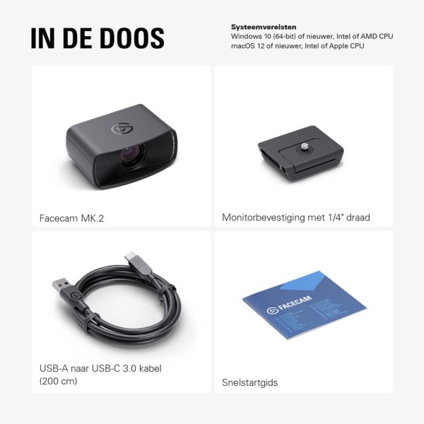 Elgato Facecam MK.2 – Premium Full HD Webcam voor streaming, gaming, videogesprekken, opnames, HDR-compatibel, Sony Sensor, PTZ Control – werkt met OBS, Zoom, Teams en meer,...