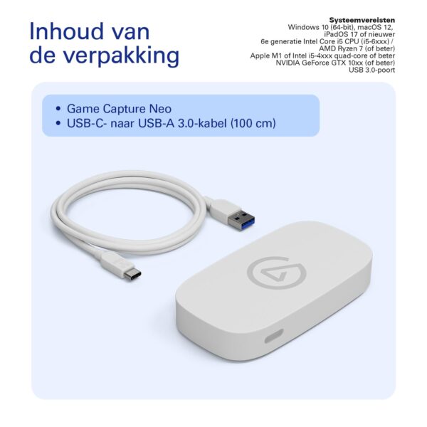 Elgato Game Capture Neo - USB draagbare Capture Card 4K60 HDR-doorvoer, 1080p60-video-opnames - Voor PS5/Xbox/Switch 2/iPhone - In OBS, Quicktime en meer - Plug-en-play/werkt op...