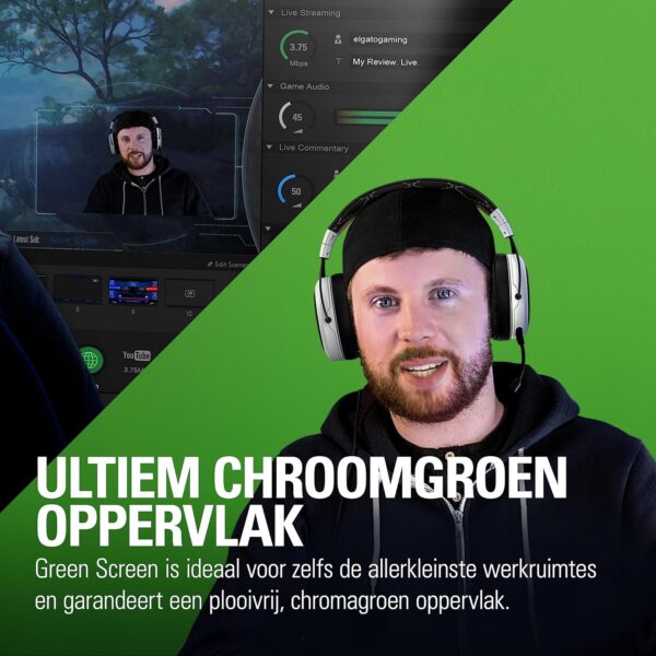 Elgato Green Screen, Collapsible Chromakey Background, Pleat-free Fabric and Ultra-Fast Background Immersion Setup for Streaming, Video Meeting, on Instagram, TikTok, Zoom,...