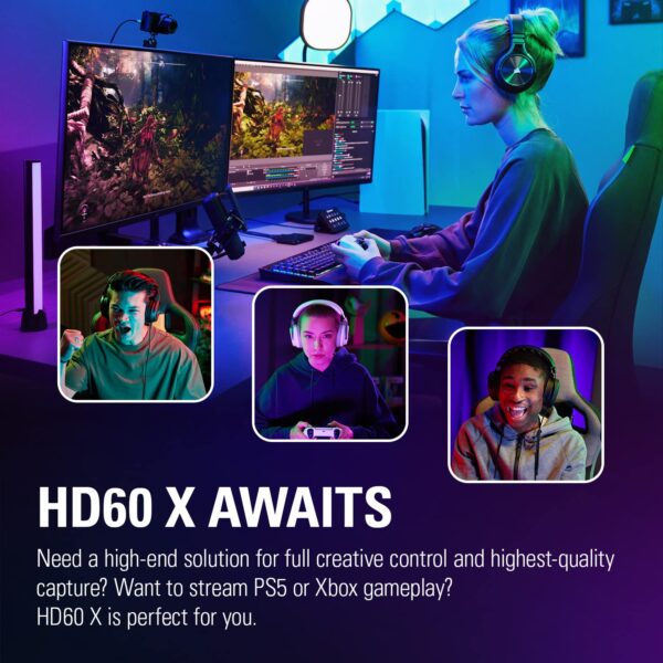 Elgato HD60 X - Stream en neem op in 1080p60 HDR10 of 4K30 met ultralage latentie, zwart & Elgato Chat Link Pro - Audio-adapter voor PS5, PS4, Nintendo Switch