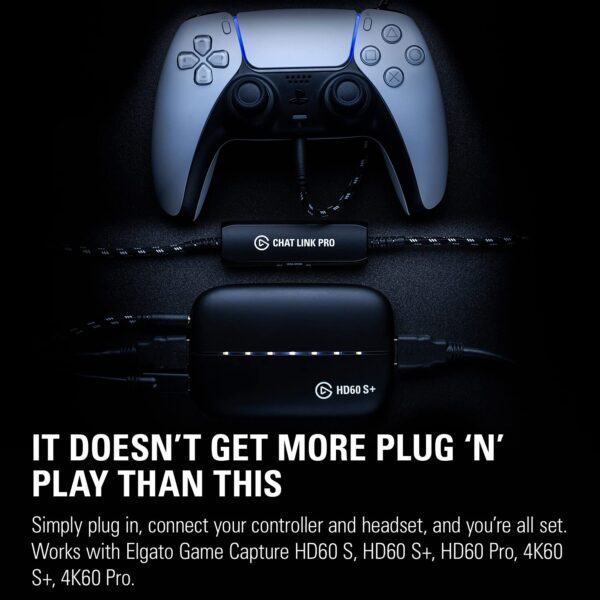 Elgato HD60 X - Stream en neem op in 1080p60 HDR10 of 4K30 met ultralage latentie, zwart & Elgato Chat Link Pro - Audio-adapter voor PS5, PS4, Nintendo Switch