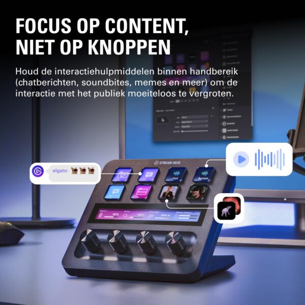 Elgato Stream Deck+, Audio Mixer, Live Production and Studio Controller for Content Creators, Streaming, Gaming, with customizable touch strip dials and LCD keys, works with Mac...