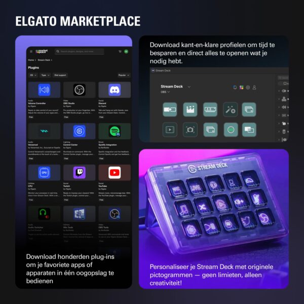 Elgato Stream Deck+, Audio Mixer, Live Production and Studio Controller for Content Creators, Streaming, Gaming, with customizable touch strip dials and LCD keys, works with Mac...