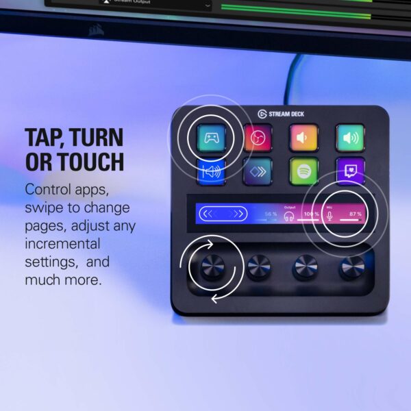 Elgato Stream Deck + XLR - Audio Mixer & Controller, XLR to USB rear microphone interface, compatible with any XLR microphone for podcasting, streaming, content creators, dials...