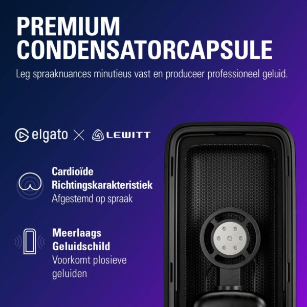 Elgato Wave:3 - Premium Studio Quality USB Condenser Microphone for Streaming, Podcasts, Gaming & Home Office, Free Mixer Software, Sound Effect Plugins, Plug & Play, for Mac, PC