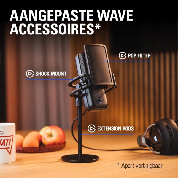 Elgato Wave:3 - Premium Studio Quality USB Condenser Microphone for Streaming, Podcasts, Gaming & Home Office, Free Mixer Software, Sound Effect Plugins, Plug & Play, for Mac, PC