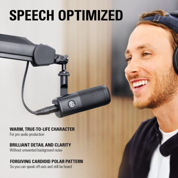 Elgato Wave DX - Dynamic XLR Microphone, Cardioid Pattern, Noise Cancellation, Voice Optimized for Podcasts, Streaming, No Signal Booster Needed, Works with Any Interface, for...