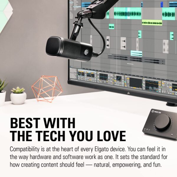Elgato Wave DX - Dynamic XLR Microphone, Cardioid Pattern, Noise Cancellation, Voice Optimized for Podcasts, Streaming, No Signal Booster Needed, Works with Any Interface, for...