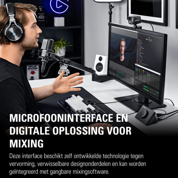 Elgato Wave XLR – Microphone Interface, XLR/USB-C, Anti-Clipping, 75 dB Amplifier, Phantom Power, Direct Monitor, Touch Mute, Wave Link App for Digital Mixing