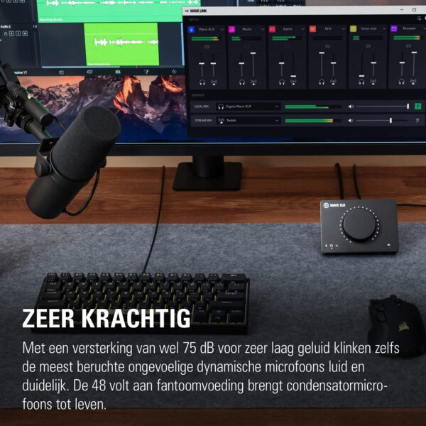 Elgato Wave XLR – Microphone Interface, XLR/USB-C, Anti-Clipping, 75 dB Amplifier, Phantom Power, Direct Monitor, Touch Mute, Wave Link App for Digital Mixing