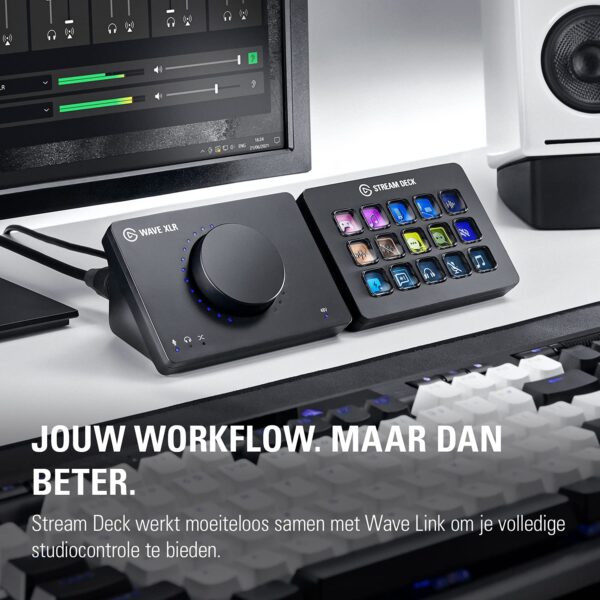 Elgato Wave XLR – Microphone Interface, XLR/USB-C, Anti-Clipping, 75 dB Amplifier, Phantom Power, Direct Monitor, Touch Mute, Wave Link App for Digital Mixing