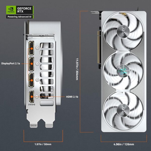 GIGABYTE GeForce RTX 5080 AERO OC SFF 16G grafische kaart, WINDFORCE koelsysteem, 16 GB 256-bit GDDR7, GV-N5080AERO OC-16GD videokaart