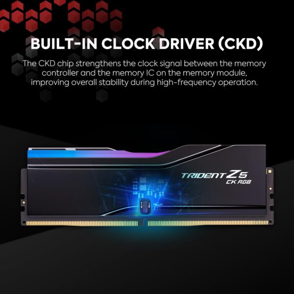 G.SKILL Trident Z5 CK RGB-serie (Intel XMP 3.0) DDR5 RAM 48 GB (2x24GB) 8800MT/s CL42-55-55-140 1.45V desktopcomputergeheugen CUDIMM - Mirror Black (F5-8800C4255H24GX2-TZ5CRK)