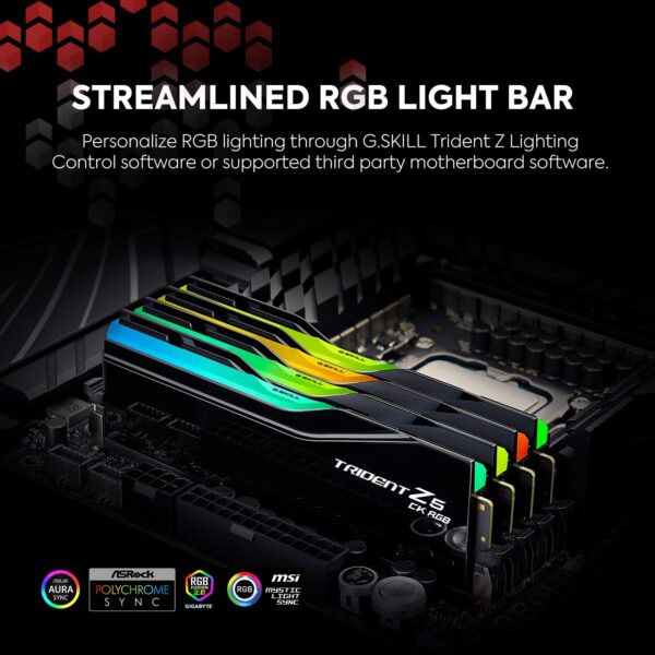 G.SKILL Trident Z5 CK RGB-serie (Intel XMP 3.0) DDR5 RAM 48 GB (2x24GB) 8800MT/s CL42-55-55-140 1.45V desktopcomputergeheugen CUDIMM - Mirror Black (F5-8800C4255H24GX2-TZ5CRK)