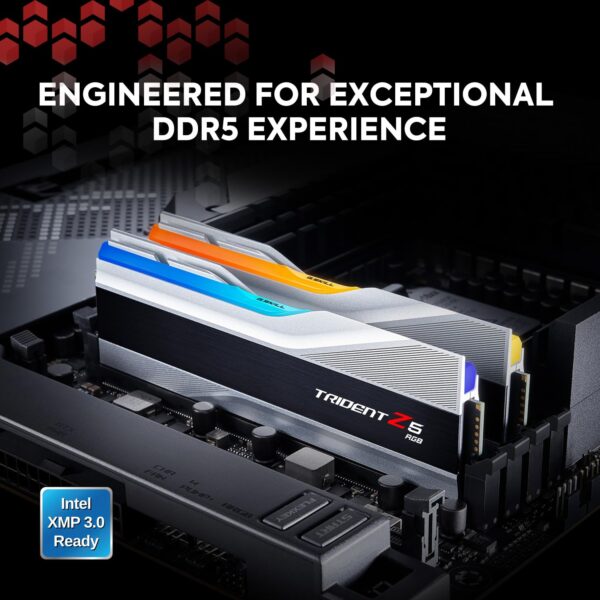 G.Skill Trident Z5 RGB Series (Intel XMP) 32GB (2 x 16GB) 288-pin SDRAM DDR5 7200 CL34-45-45-115 1.40V Dual Channel Desktop Memory F5-7200J3445G16GX2-TZ5RS (Metallic Silver)