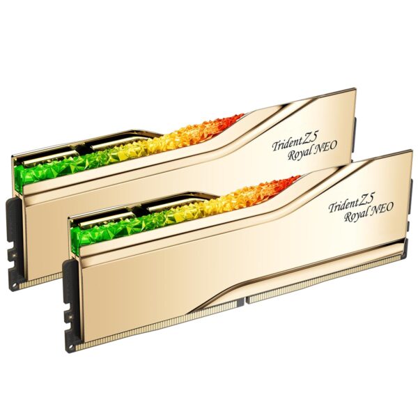 G.SKILL Trident Z5 Royal Neo Series (AMD Expo) DDR5 RAM 96GB (2X 48GB) 6000MT/s CL28-36-36-96 1.35V Desktop Computer Memory U-DIMM - Gold (F5-6000J2836F48GX2-TR5NG)